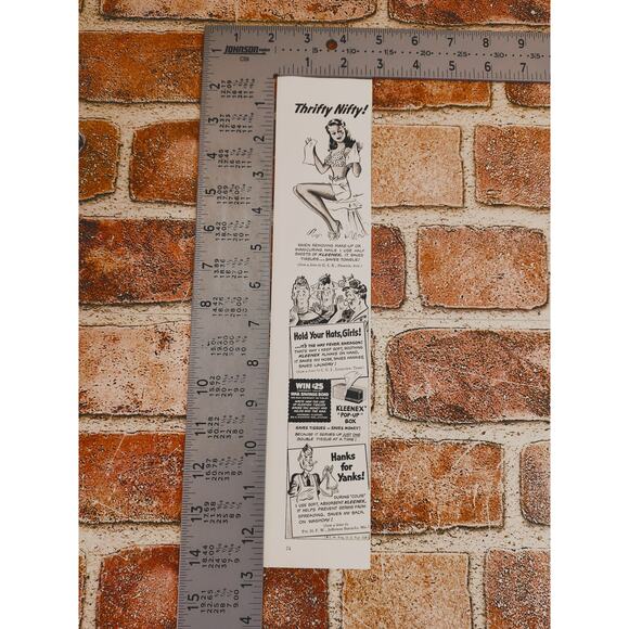 1942 Kleenex "Thrifty Nifty!" Sexy Pinup‎ Lady Drawing WWII Era Vtg Print Ad - Picture 3 of 6